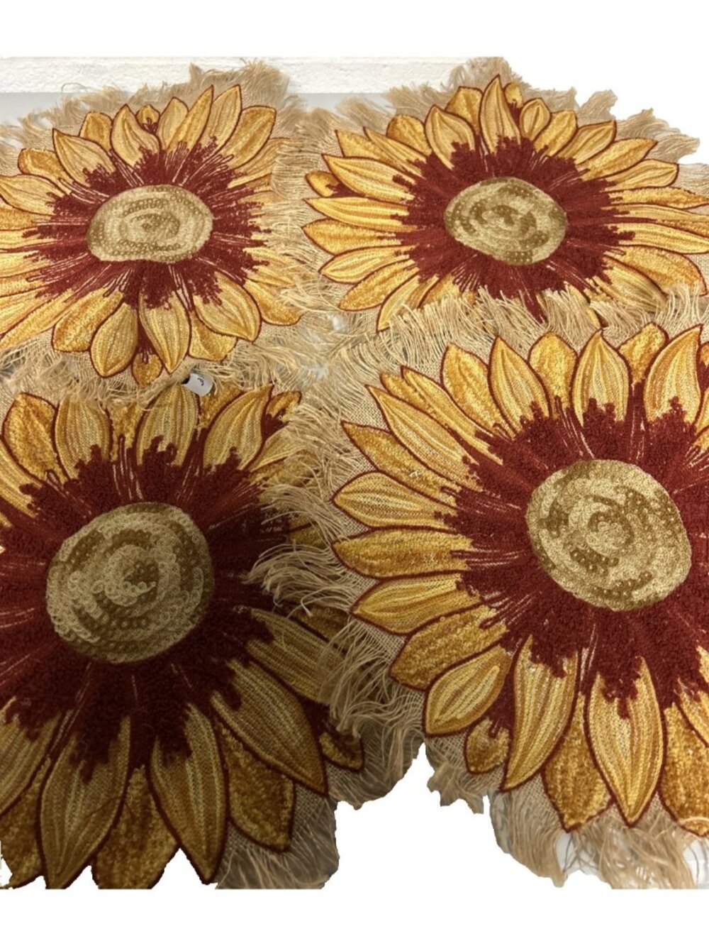 Storehouse Jute Sunflower Placemats Round Flower Boho Set Of 4